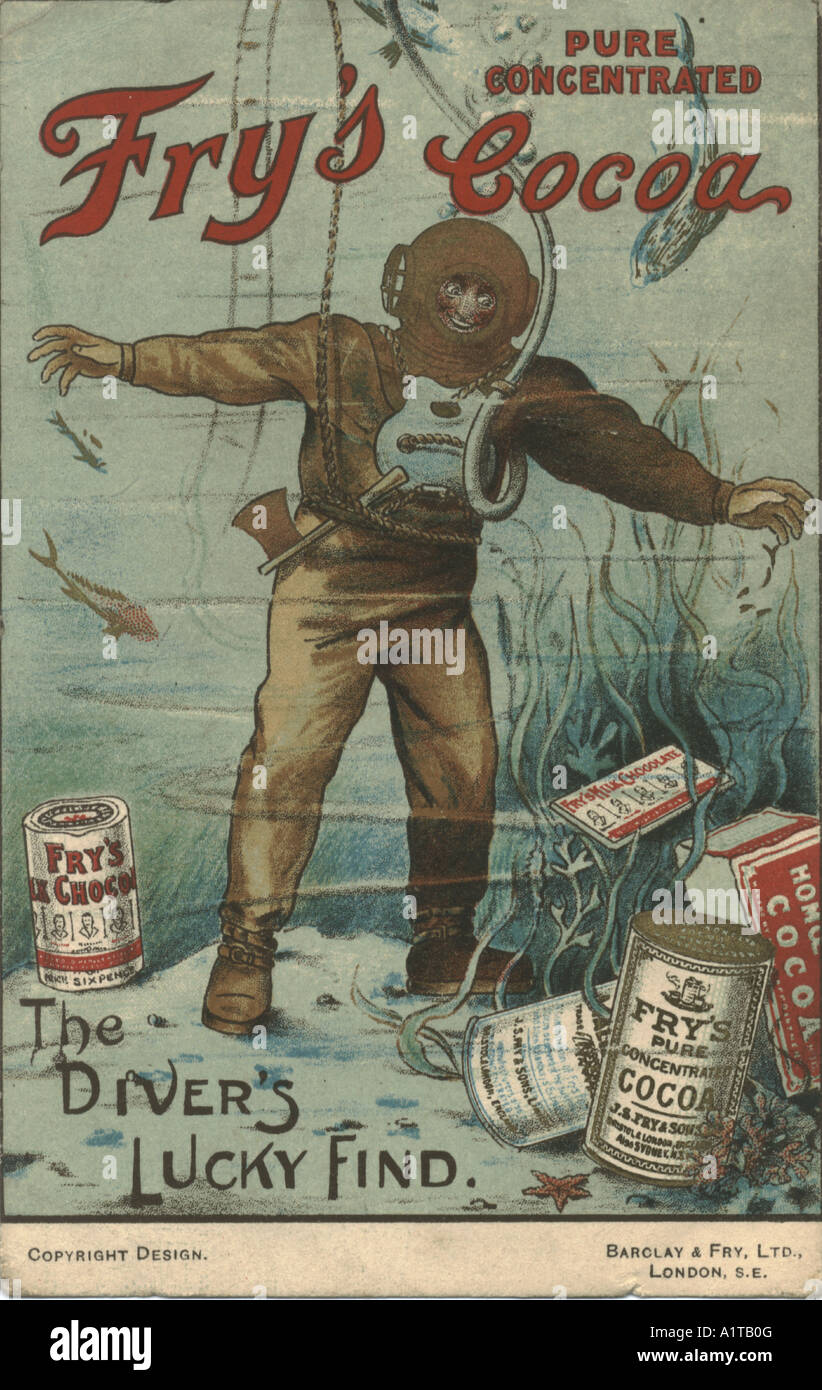 Carte postale publicité Chromolithographed pour Fry's Cocoa postally utilisé 1906 Banque D'Images