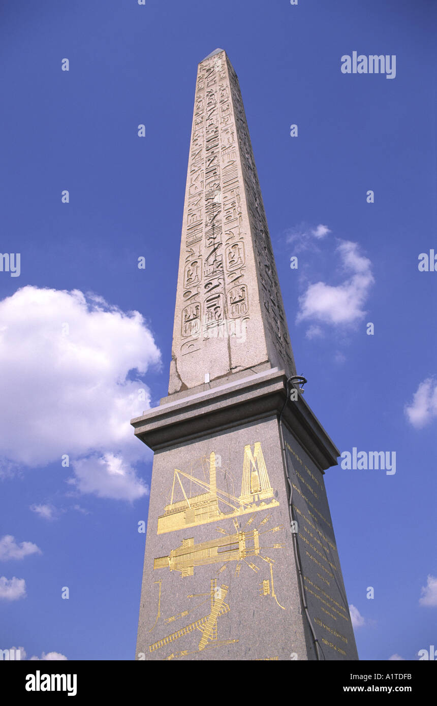 Place de la Concorde, Paris, l'obélisque égyptien Banque D'Images