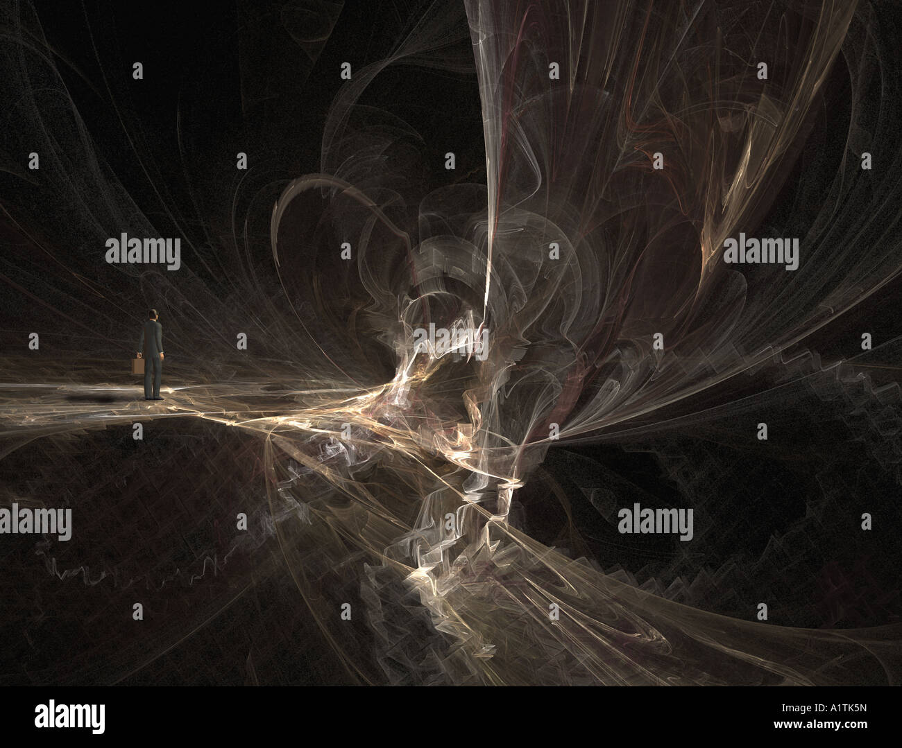 Dans un paysage fractal d'affaires. Banque D'Images