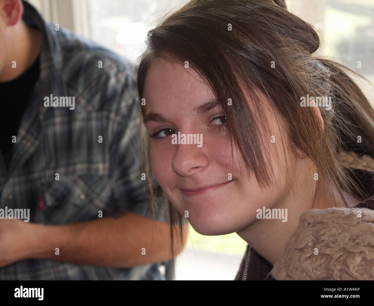 Teenage Girl Smiling Face Banque D'Images