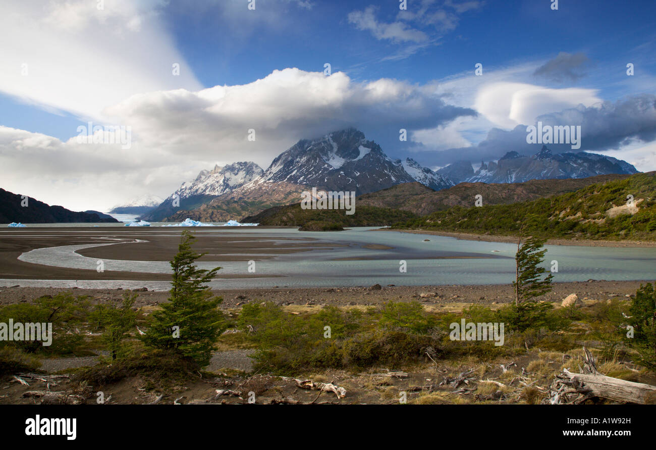 Lake Gray, Parc National Torres del Paine, Patagonie, Chili Banque D'Images