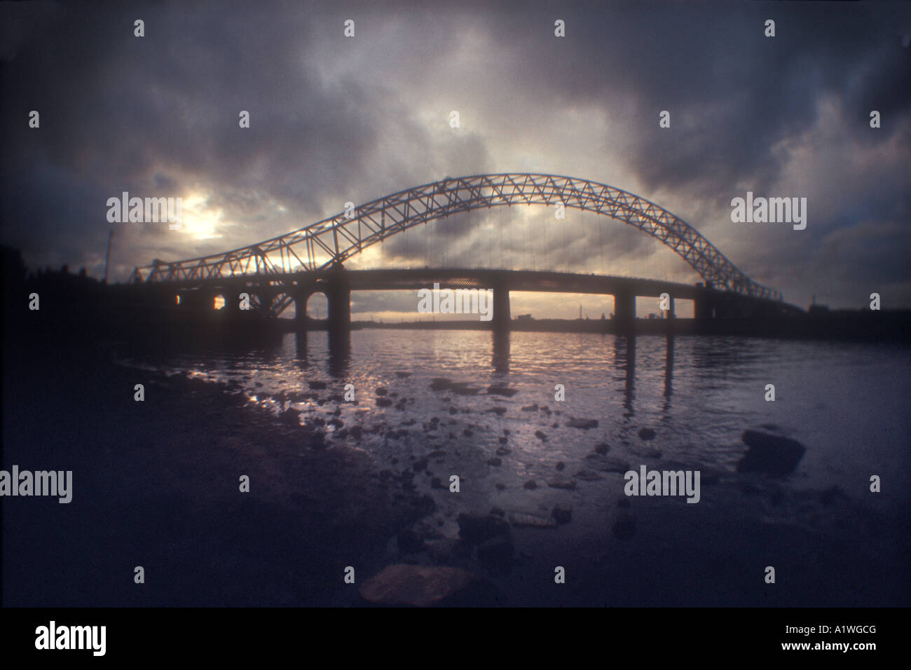 Widnes Runcorn Suspension Bridge Banque D'Images