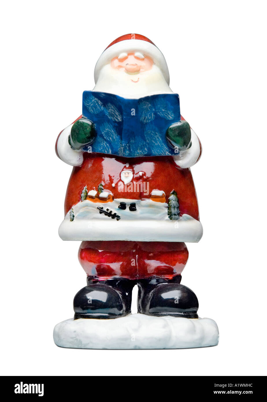 SANTA CLAUS NICKOLAS ST, JOUET SUR FOND BLANC. Le jour de Noël. Décorations de Noël Banque D'Images