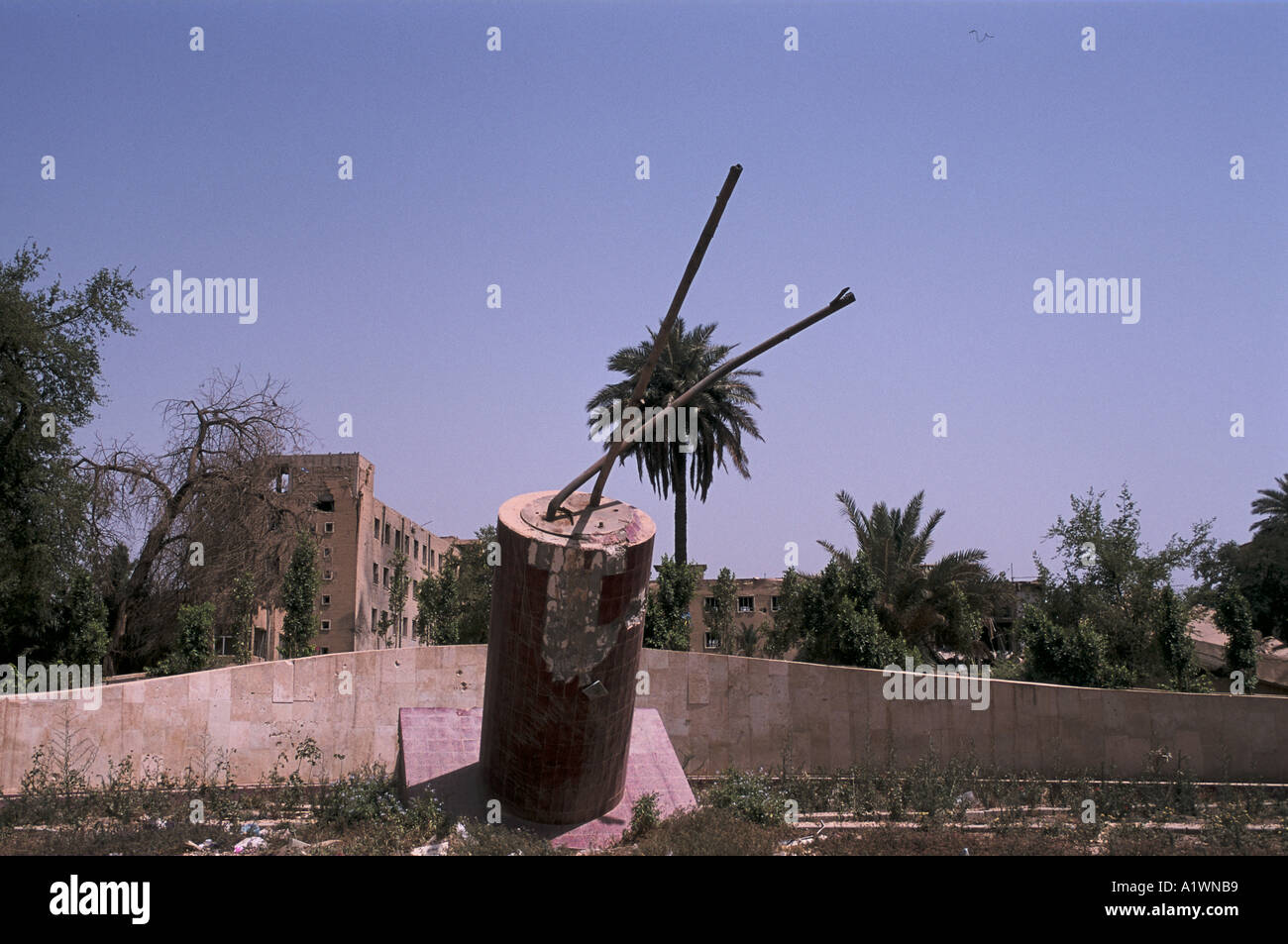 Bagdad Iraq Juin 2003.socle sur lequel il y avait une statue de Saddam Hussein. Banque D'Images