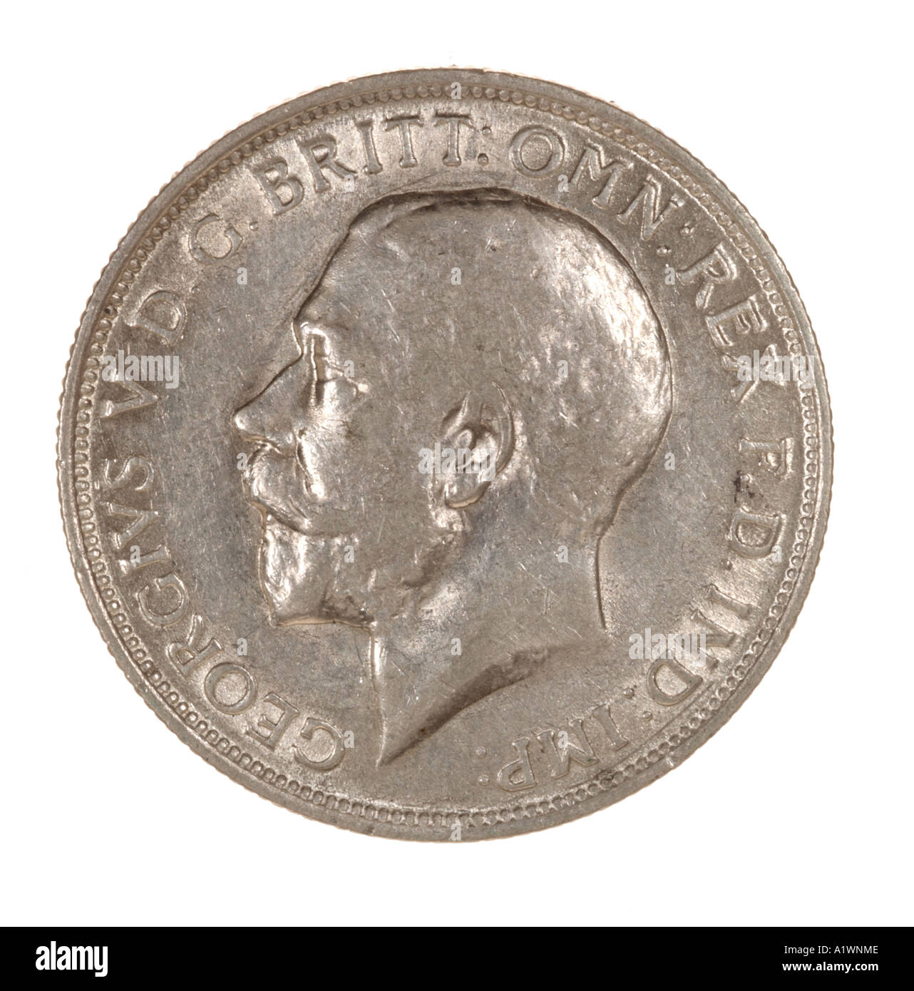 Le roi George V 6 Reg fid def décimal 2 florin pré shilling 24 vingt quatre vieux pence P 1915 tête lumineux argent barbe moustache lef Banque D'Images