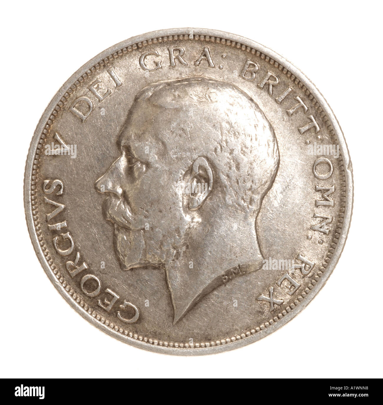 Le roi George V 6 Reg fid def demi-couronne 30 pré virgule trente anciens pence P 1915 tête lumineux argent barbe moustache omn rex de gauche Banque D'Images