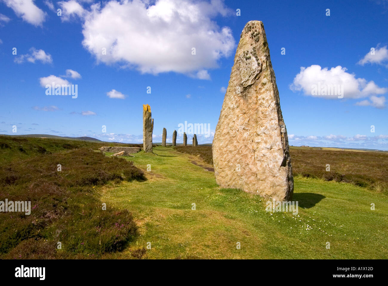 Anneau de dh néolithique des Orcades SHETLANDS cercle de pierres debout Banque D'Images