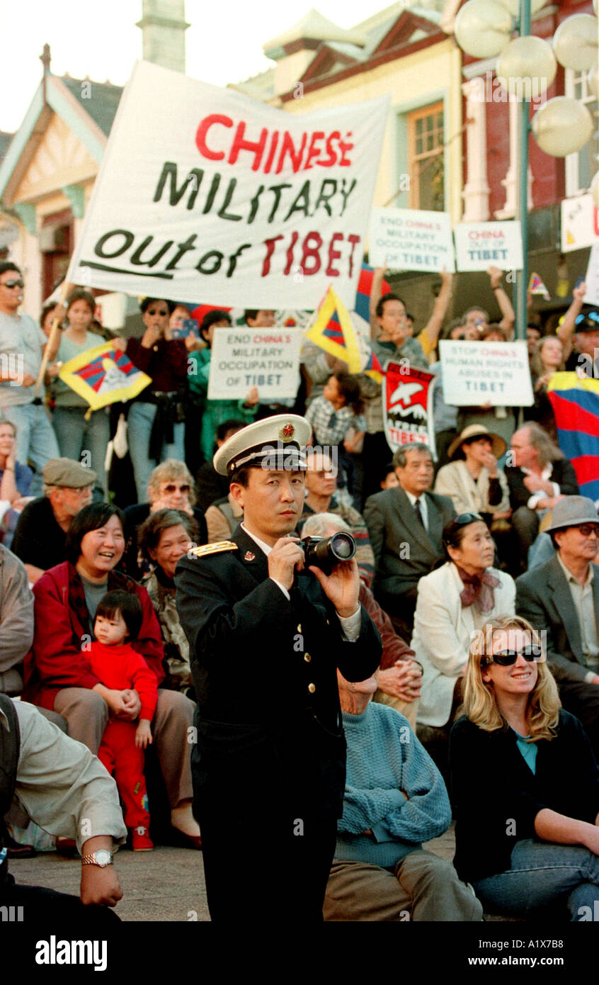 Protestation du Tibet chinois Banque D'Images