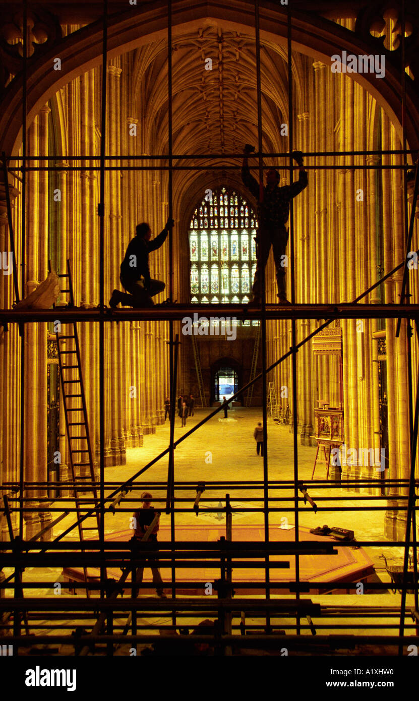 Les travaux de restauration dans la Cathédrale de Canterbury Kent UK Banque D'Images