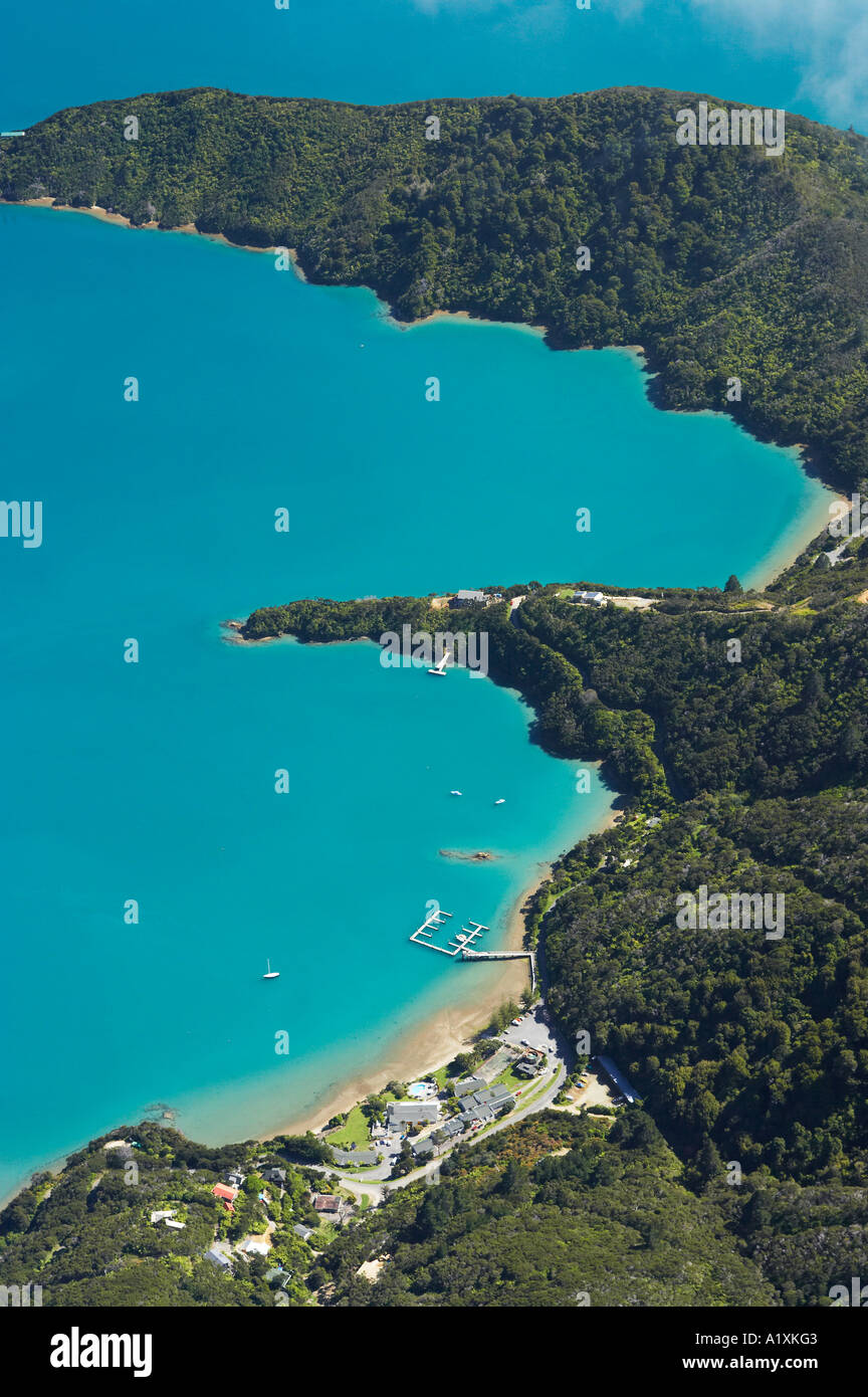 Portage Kenepuru Sound Marlborough Sounds ile sud Nouvelle Zelande aerial Banque D'Images