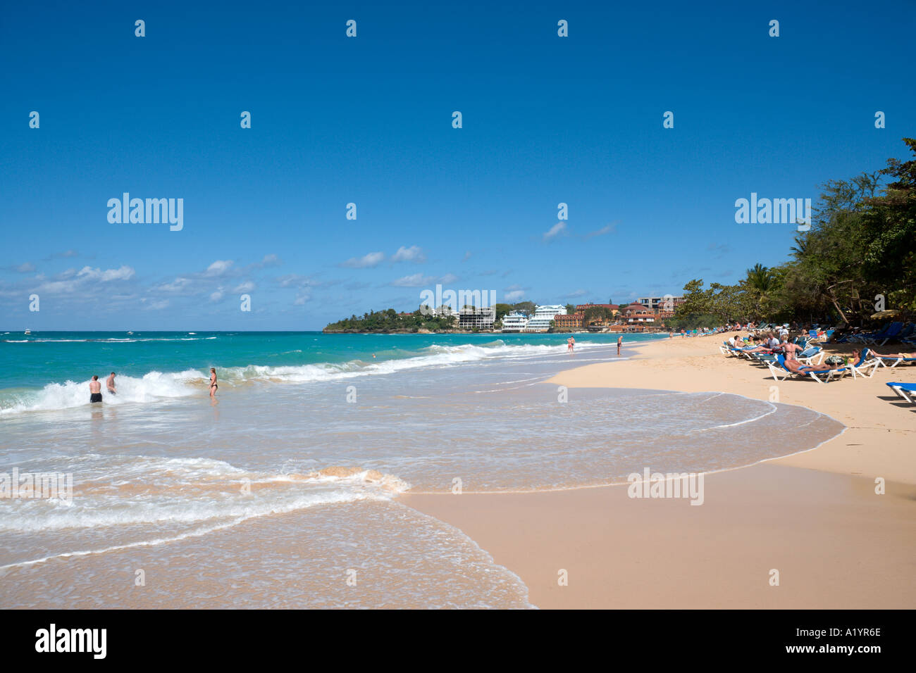 Plage de Sosua, Puerto Plata, Côte Nord, République dominicaine, Caraïbes Banque D'Images