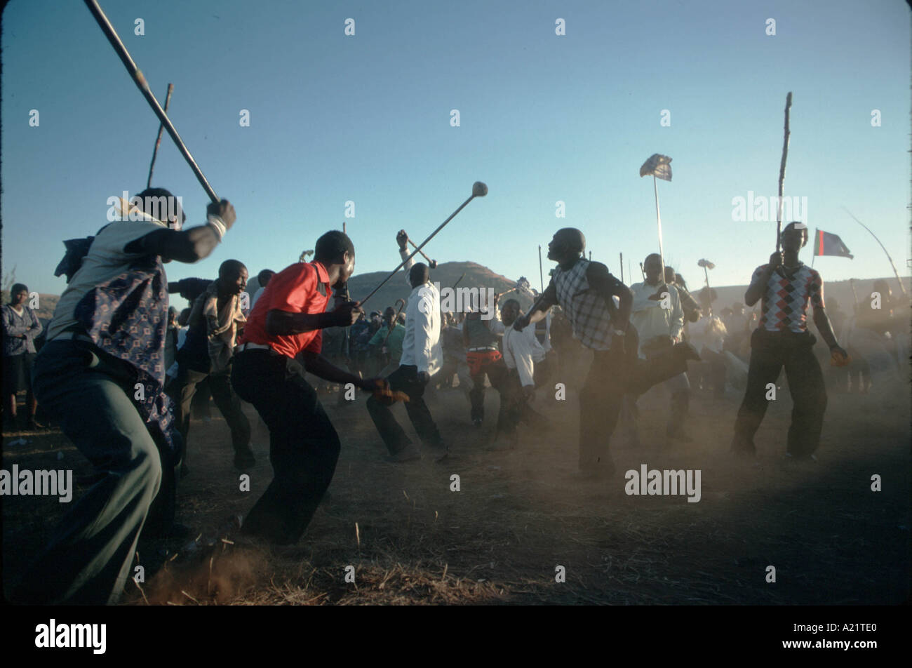 La danse tribale au Lesotho, Afrique du Sud Banque D'Images