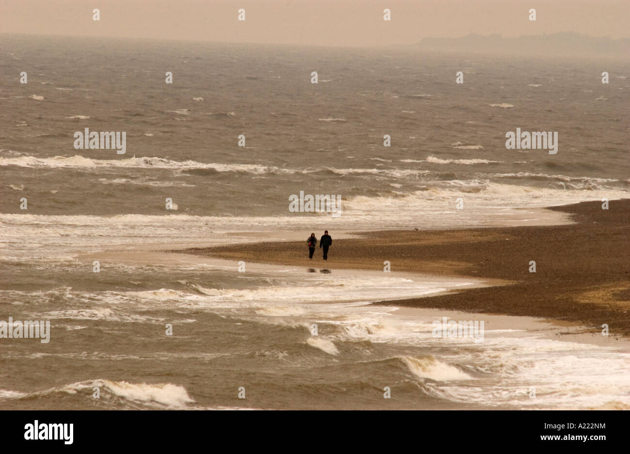 Vue de l'hiver à la mer dans le Suffolk Southwold Banque D'Images