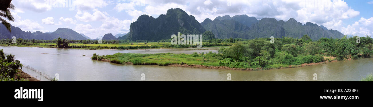 Meekong River, Vang Vien, Laos Banque D'Images