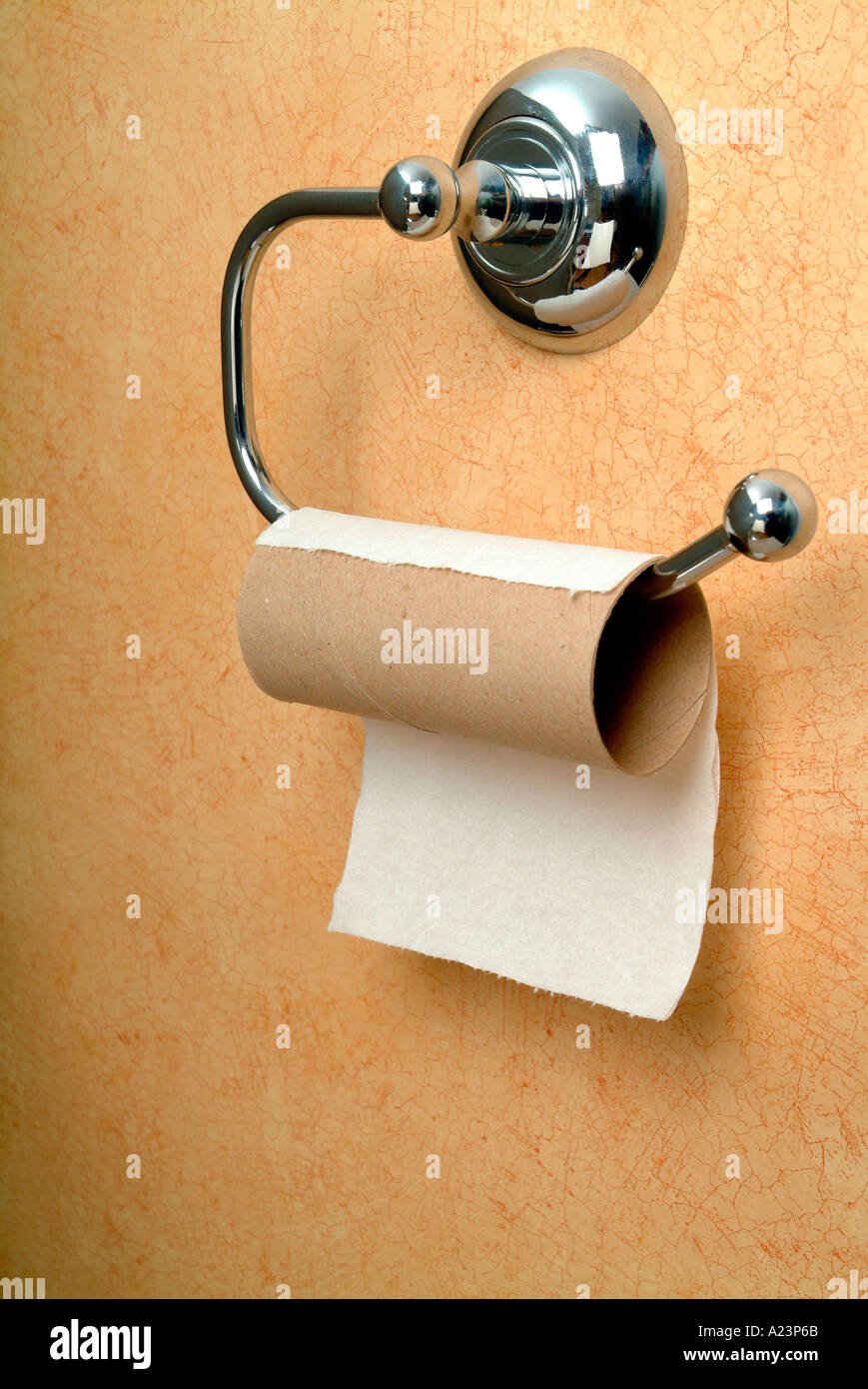 Rouleau de papier toilette vide et support Photo Stock - Alamy