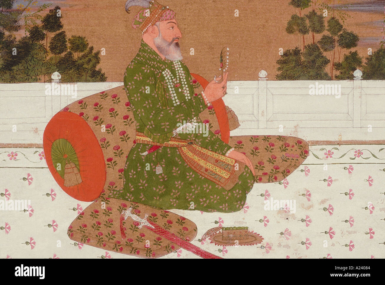 Portrait d'un prince Moghol. En date du : 1725 A.D. Banque D'Images