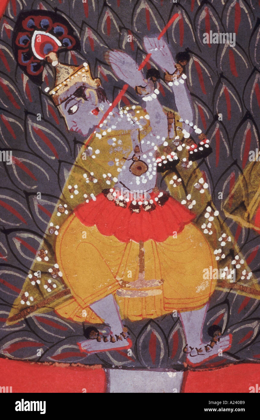 Krishna jouant de sa flûte. Malwa. En date du : 1690 A.D. Banque D'Images