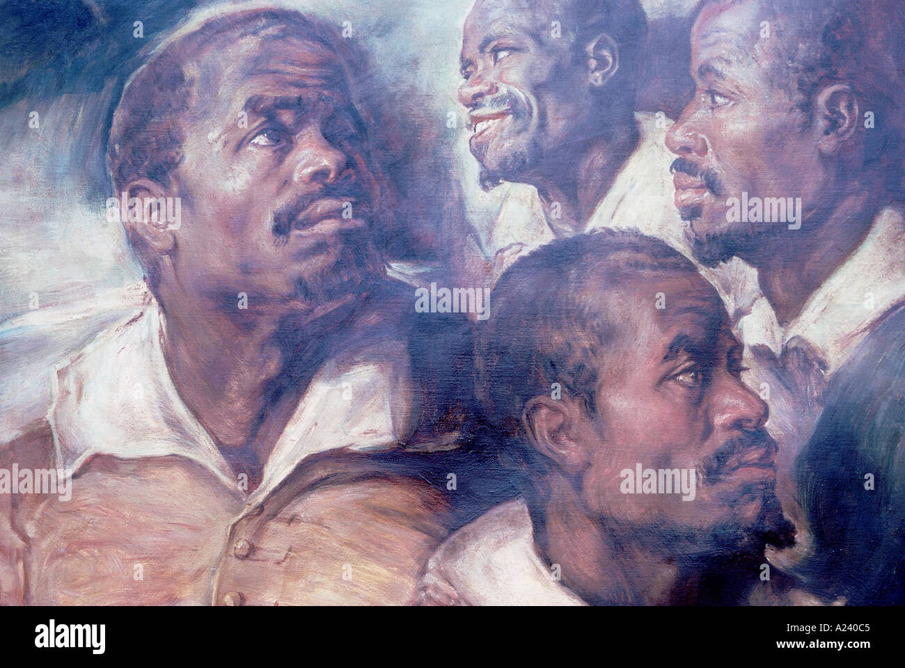Peinture représentant diverses poses d'un homme. Banque D'Images