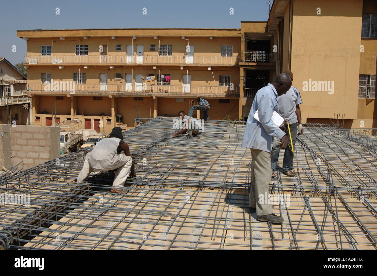 Les travailleurs de la construction au Nigeria Banque D'Images