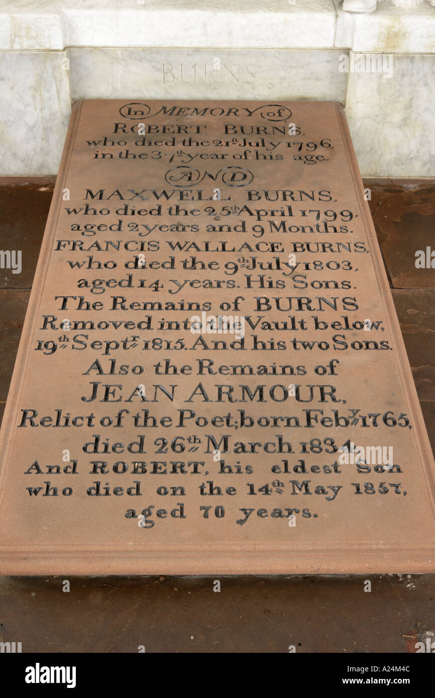 Robert Burns Dumfries tombstone Mausolée Banque D'Images
