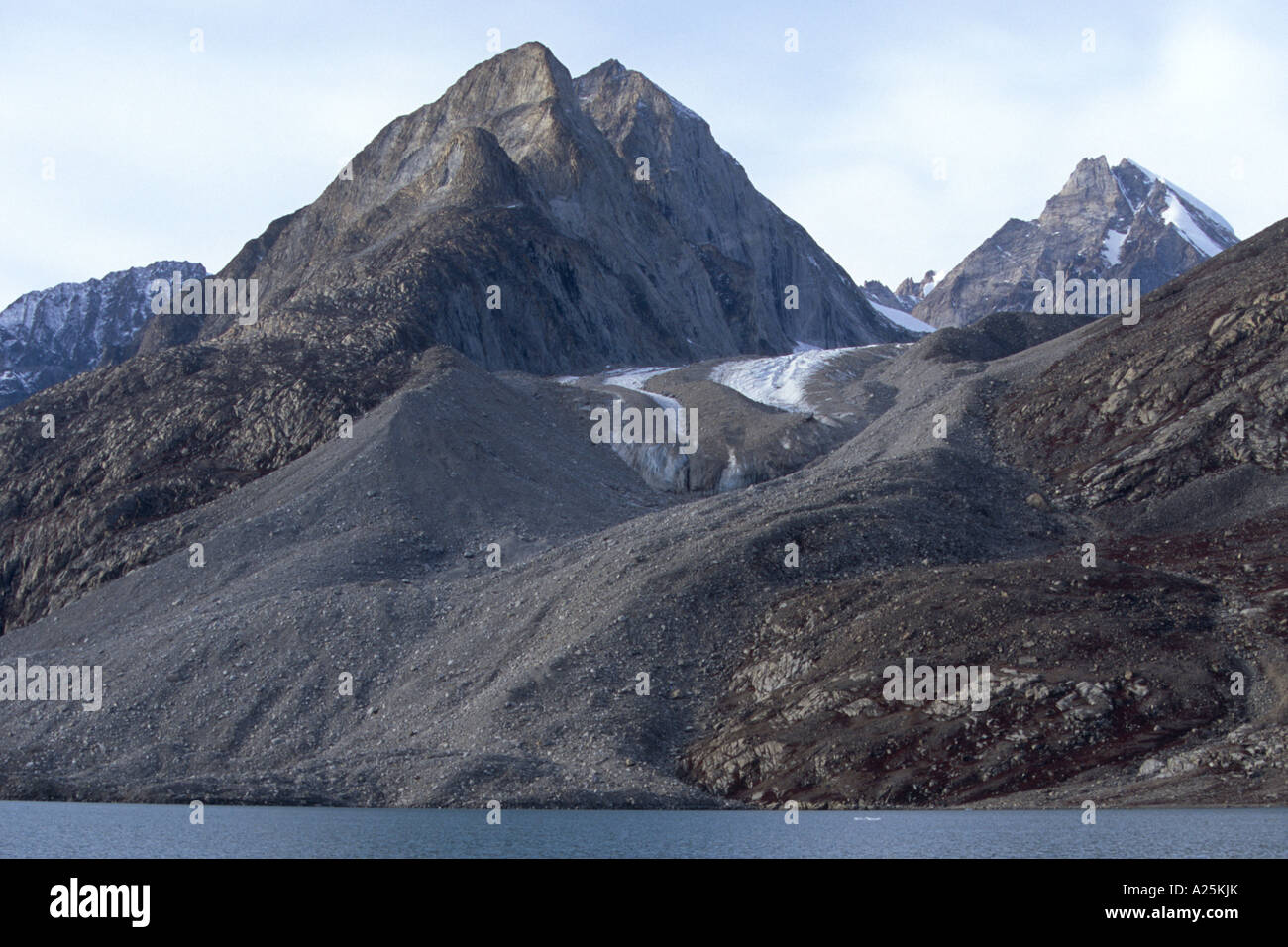 Langue du glacier à l'Alpefjord, le Groenland, l'Est du Groenland, Groenland Nationalpark, Tunu Banque D'Images
