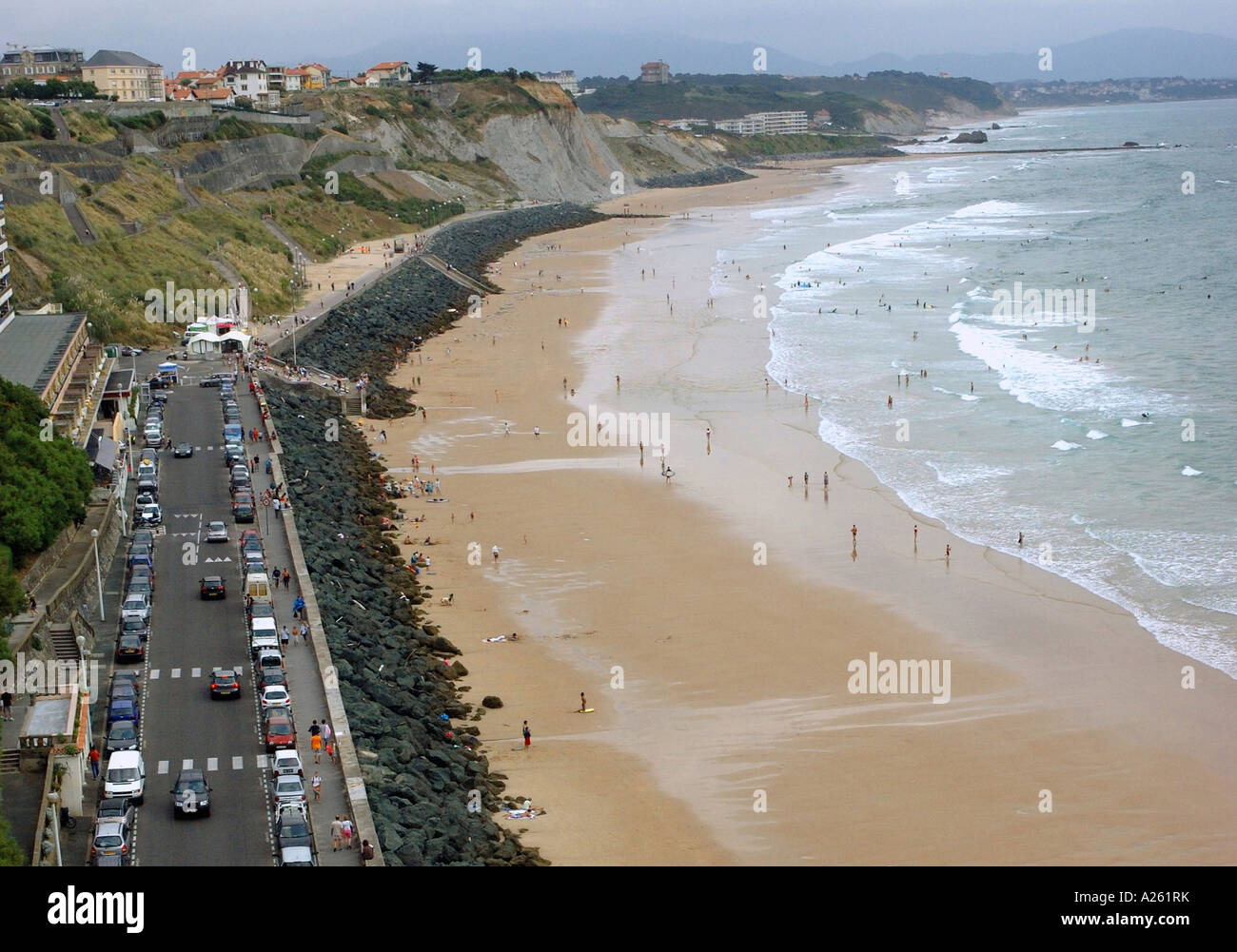Vue panoramique sur Anglet Biarritz Plage Golfe de Gascogne Golfe de Gascogne Aquitaine Sud Ouest France Europe Banque D'Images
