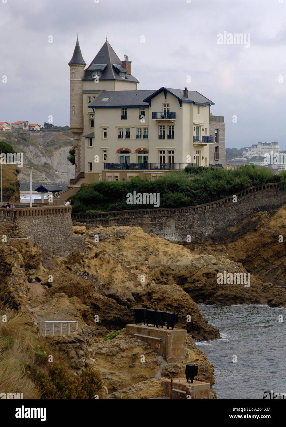 Vue panoramique de Biarritz Golfe de Gascogne Golfe de Gascogne Aquitaine Sud Ouest France Europe Banque D'Images