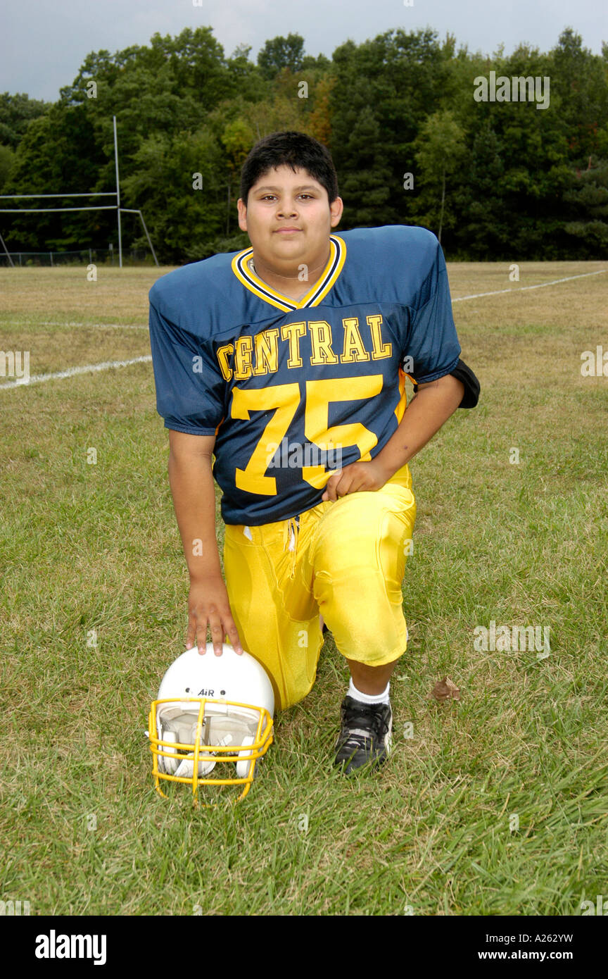 Joueur de football de l'école intermédiaire Banque D'Images