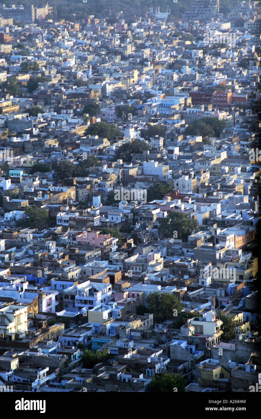 Jodhpur Inde, connu sous le nom de la ville bleue vue de la Mehrangarh Fort Banque D'Images