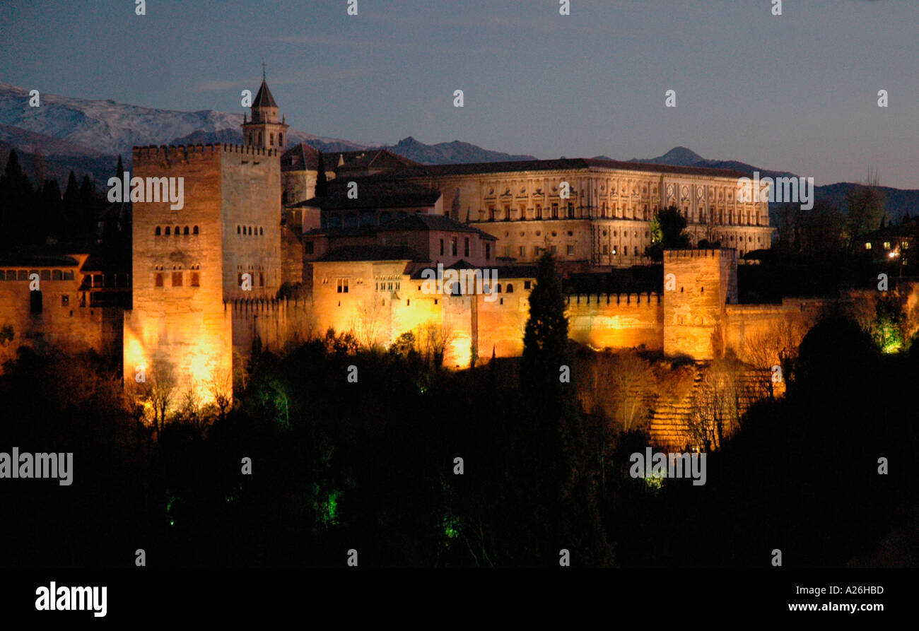 L'Alhambra de nuit Banque D'Images