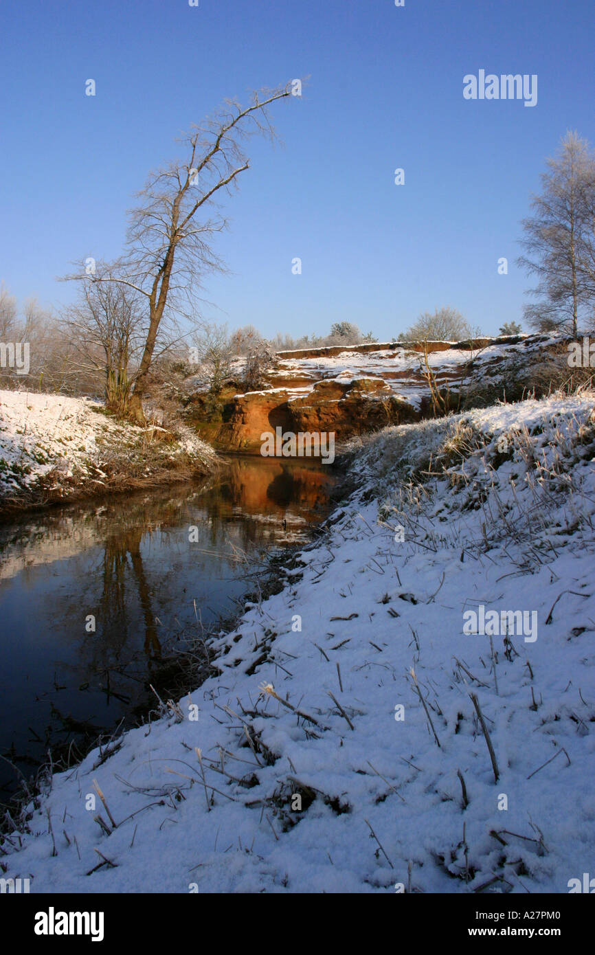 Robin Hoods Cave Walesby Dorset dans la neige Banque D'Images