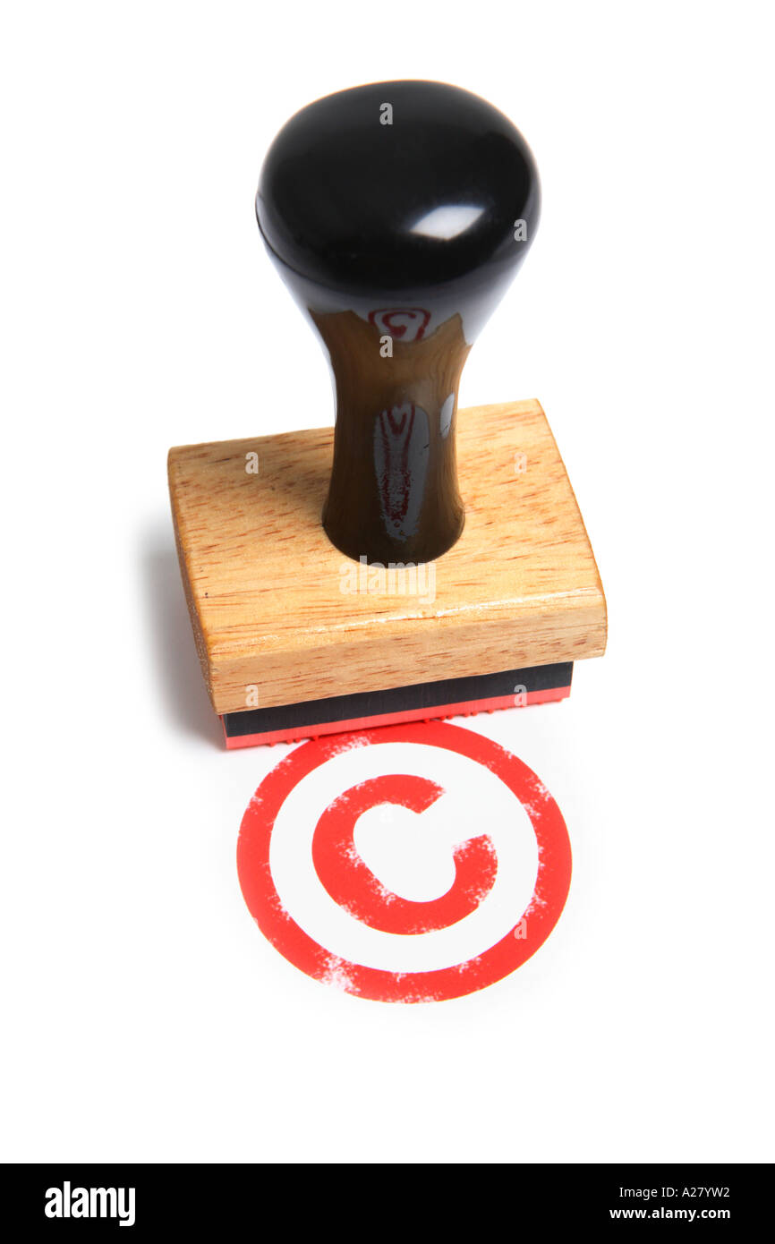 Symbole de copyright avec le cachet du timbre en caoutchouc. Banque D'Images