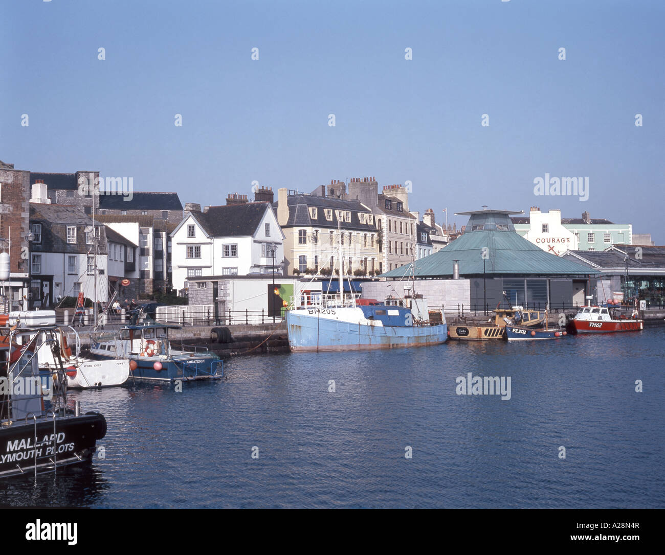 Le Barbican, Sutton Harbour, Plymouth, Devon, Angleterre, Royaume-Uni Banque D'Images