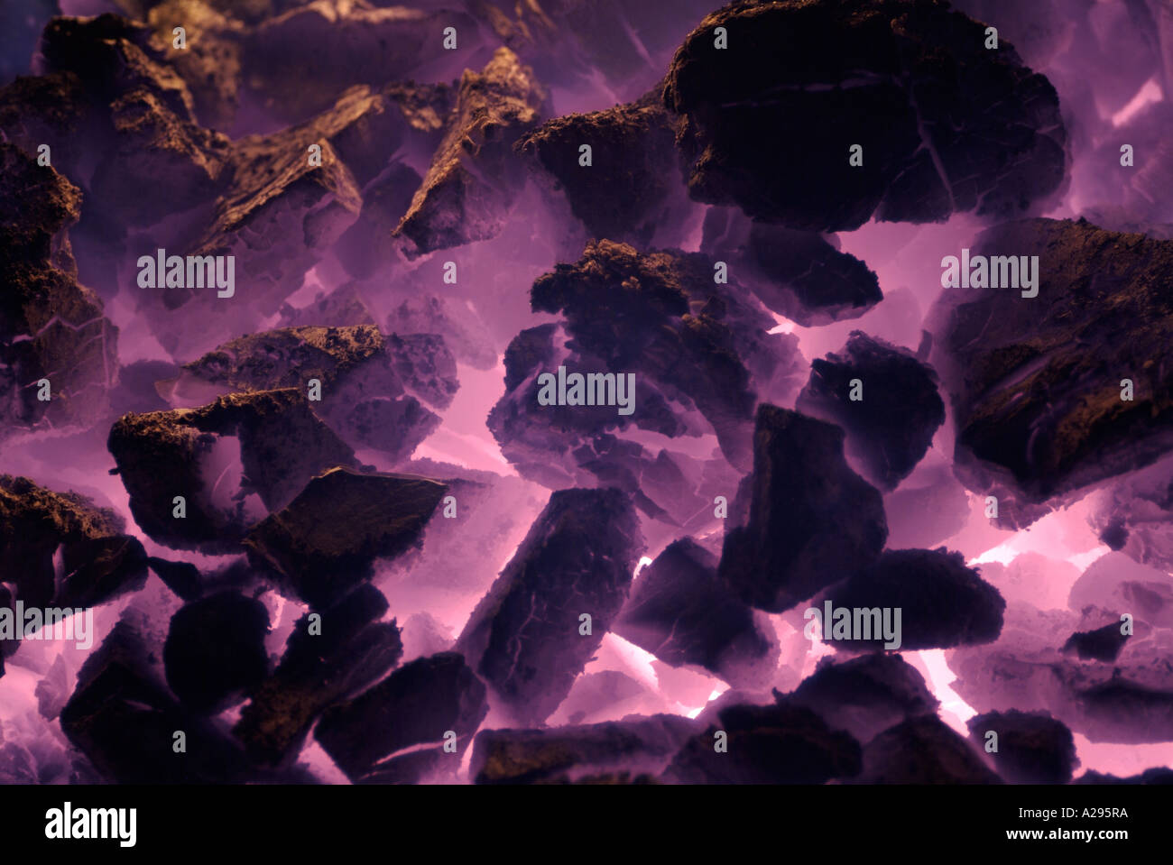 La combustion du charbon Feu, Close Up. Banque D'Images