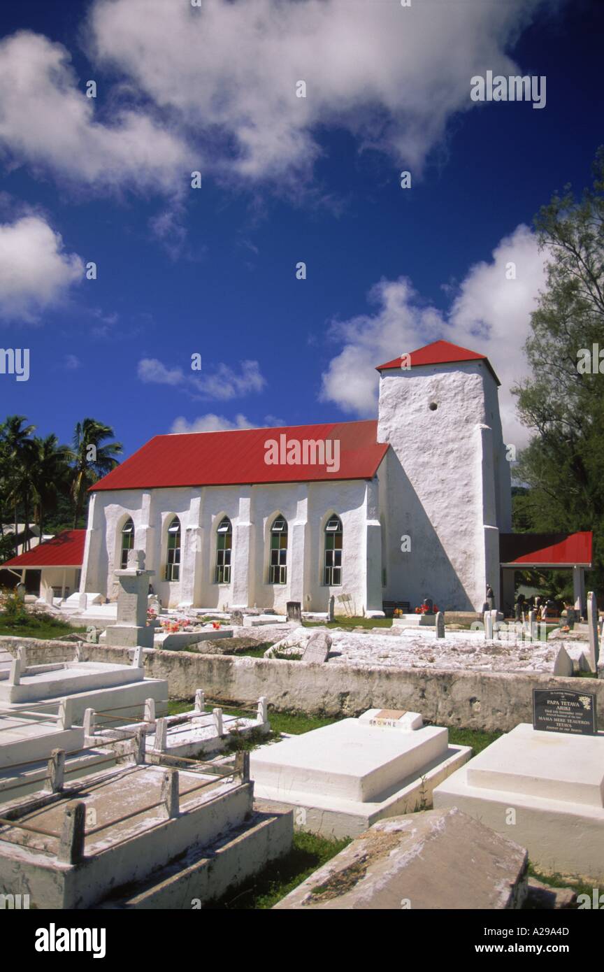 Et le cimetière de l'église chrétienne sur la zone Arorangi Rarotonga (Îles Cook N Pacifique Wheeler Banque D'Images