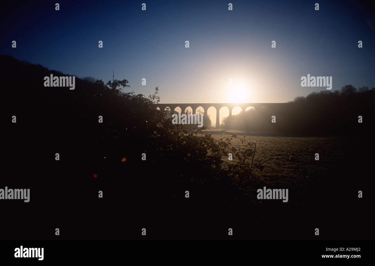 Porthkerry viaduc au coucher du soleil, Parc, Barry, Vale of Glamorgan, Pays de Galles du Sud Banque D'Images