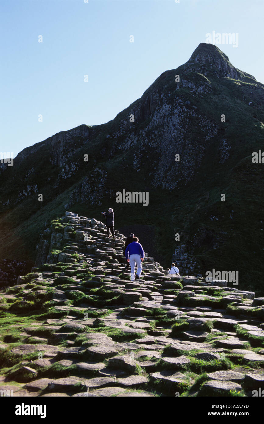 Des géants sur la Côte d'Antrim, en Irlande du Nord. Banque D'Images