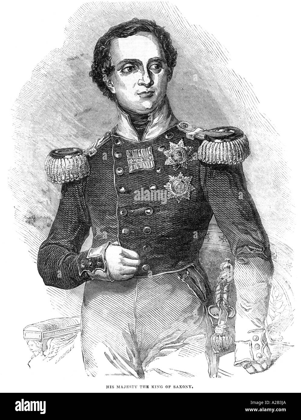 Sa Majesté le Roi de Saxe Frédéric Auguste II 1797 à 1854 Gravure de London Illustrated News 8 Juin 1844 Banque D'Images
