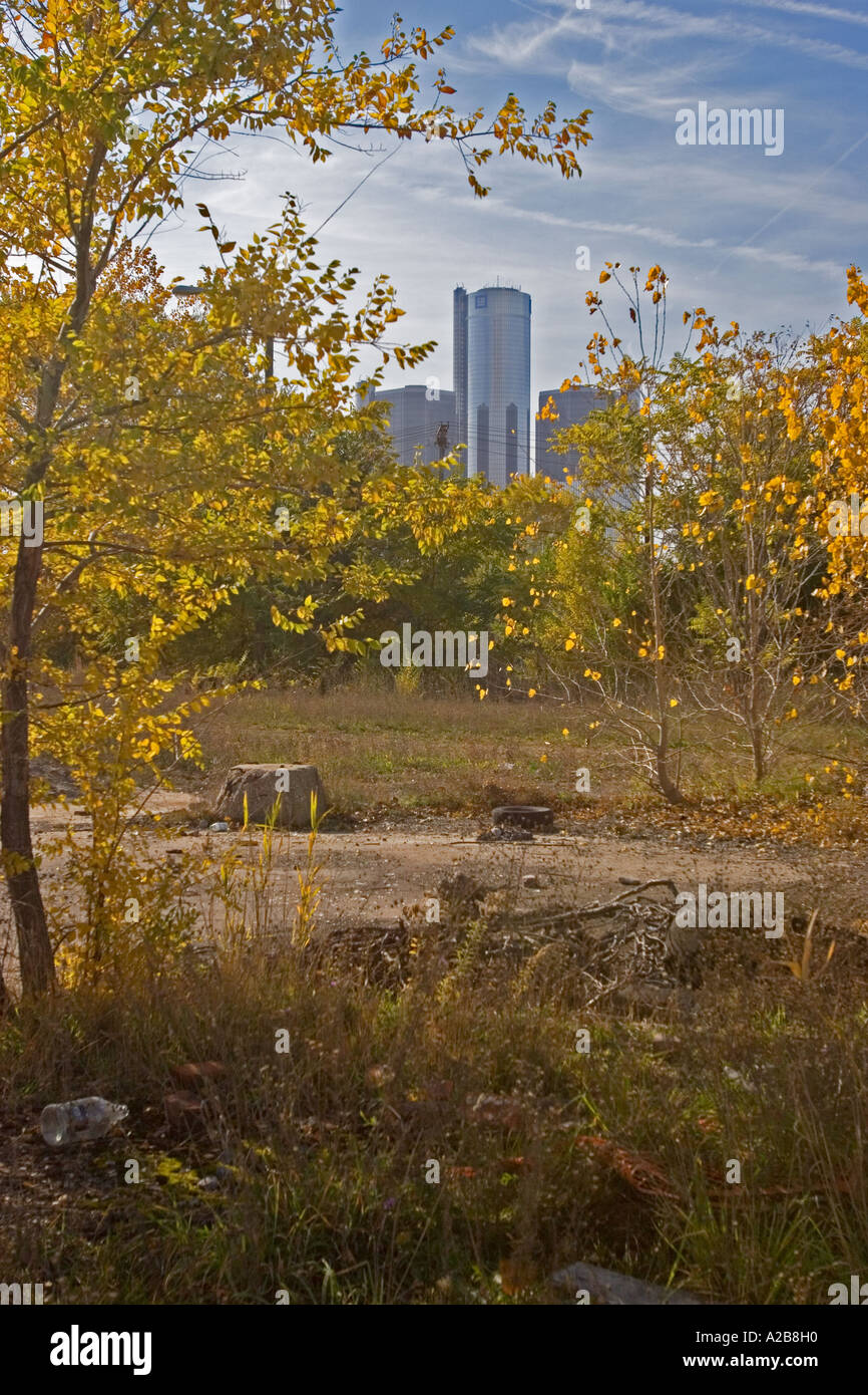 Les terres abandonnées près du centre-ville de Detroit Banque D'Images