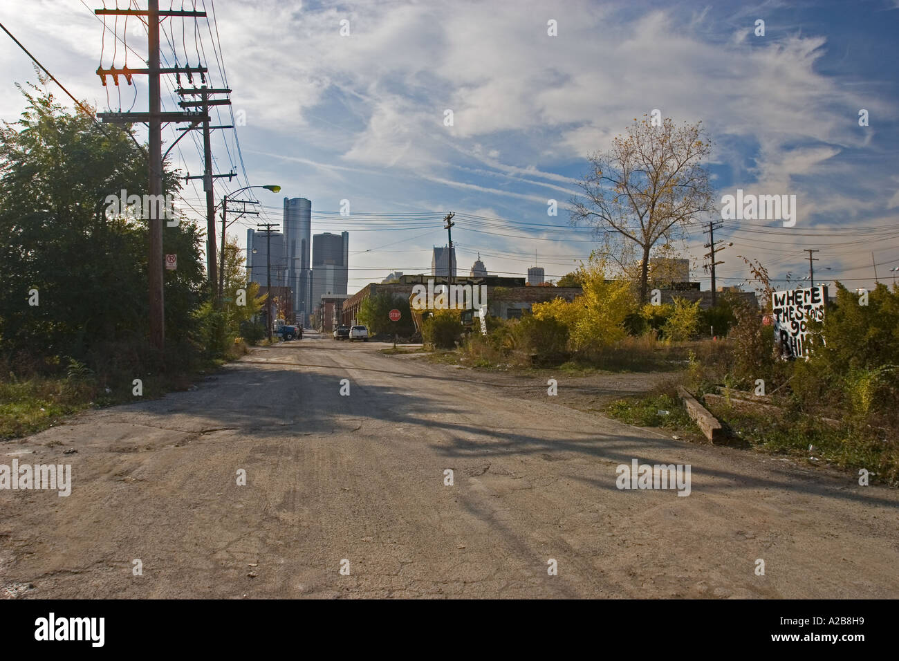 Les terres abandonnées près du centre-ville de Detroit Banque D'Images