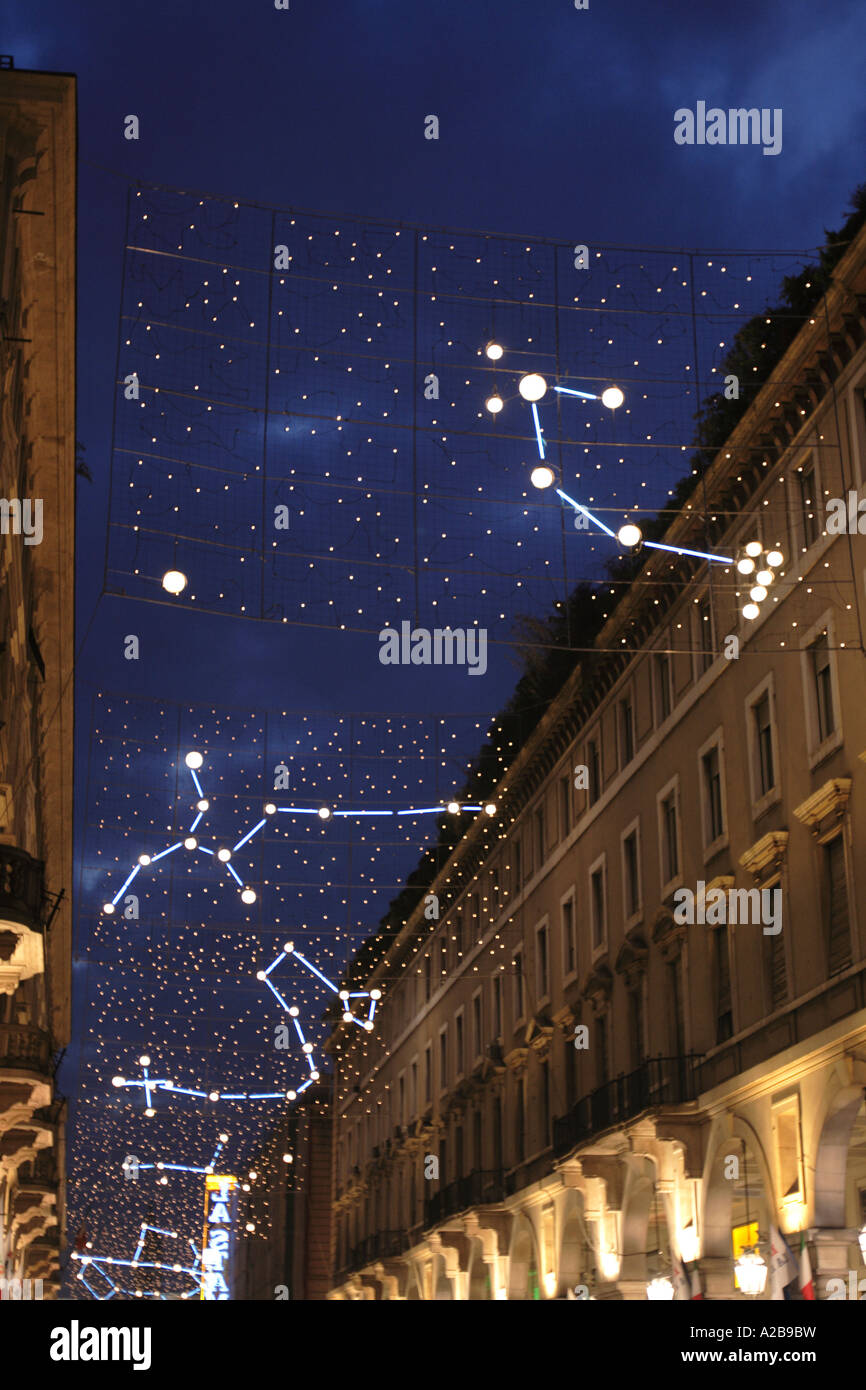 Zodiac l'éclairage de rue à Turin, Italie Banque D'Images