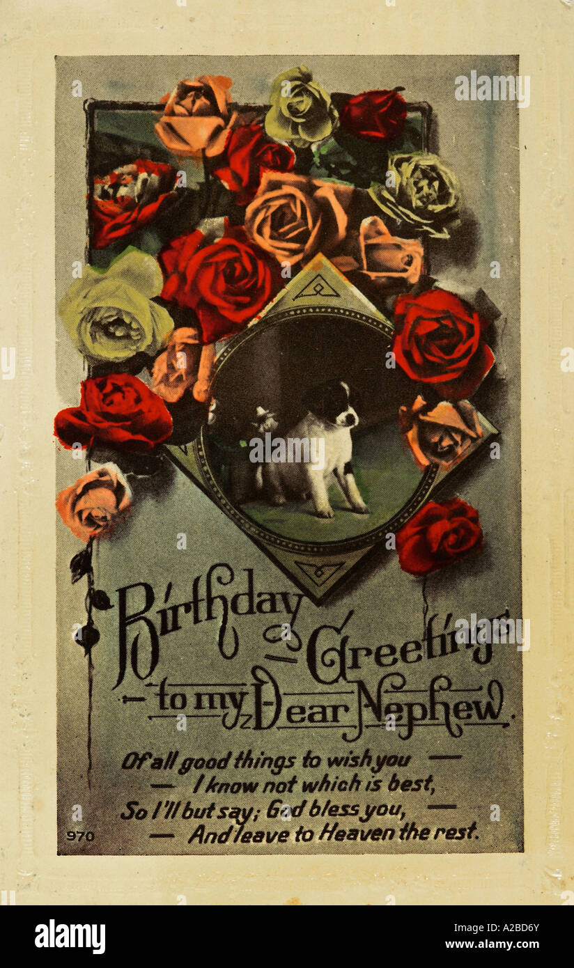 A Neveu Anniversaire Carte Postale Debut Du Xxe Siecle Photo Stock Alamy