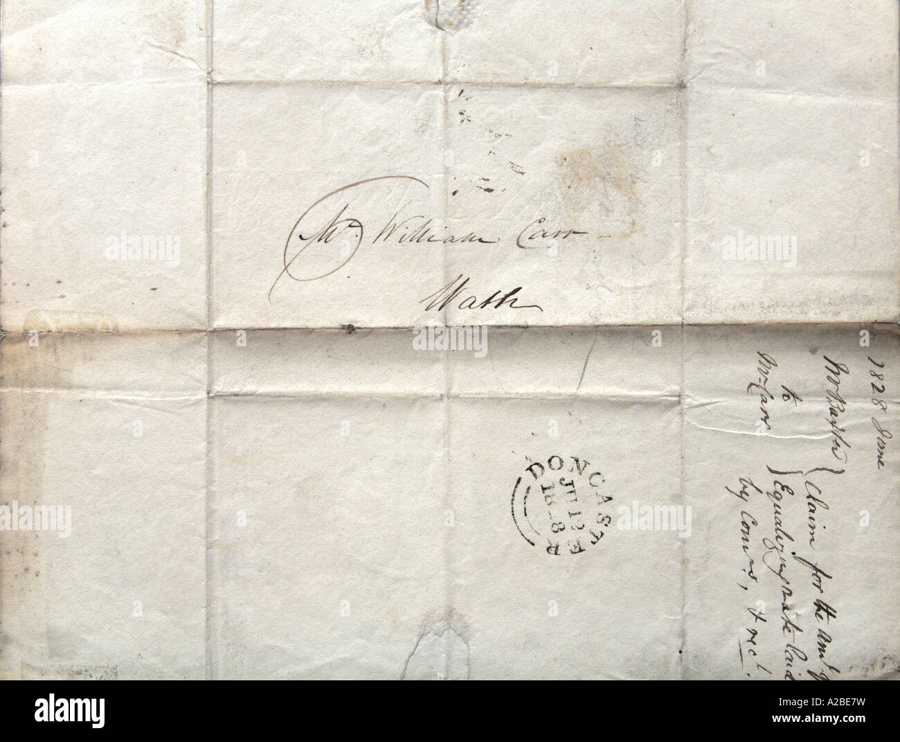 1828 Projet de loi pour rendre une enveloppe pliée Banque D'Images