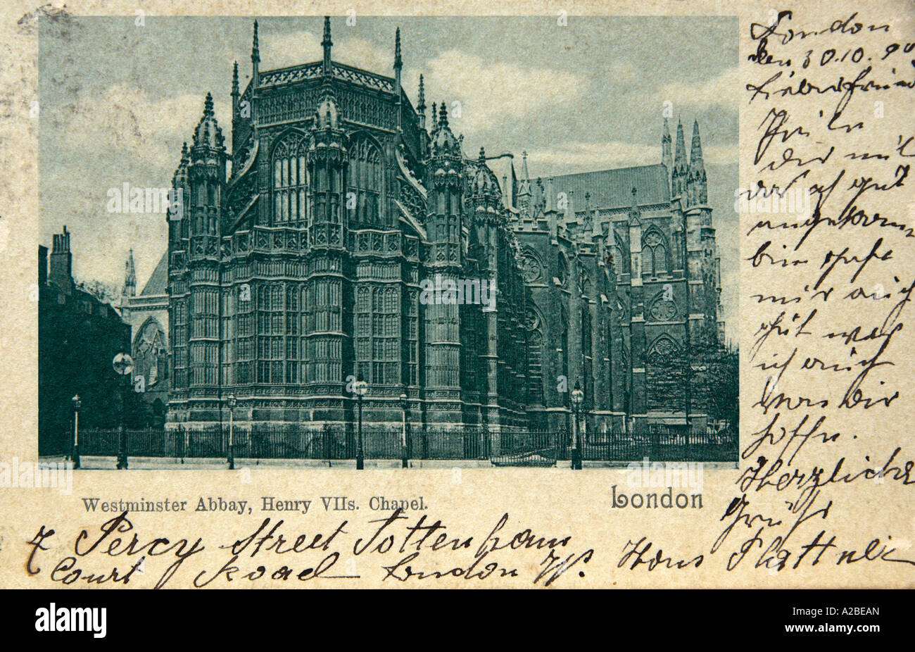 Carte Postale 1890 L'Abbaye de Westminster à Londres Paris Adresse Banque D'Images