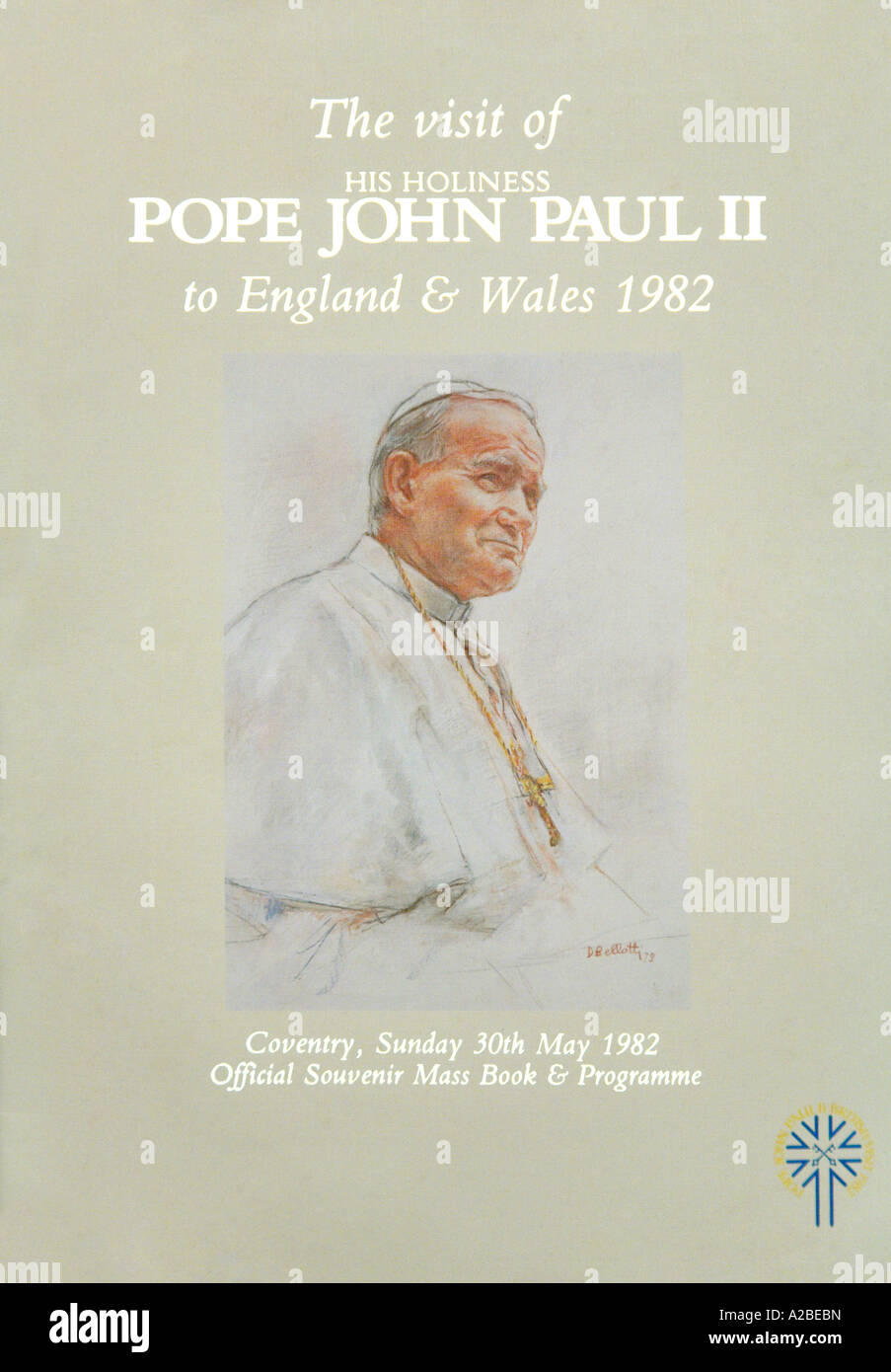 Le Pape Jean Paul II Brochure Souvenir 1982 pour un usage éditorial uniquement Banque D'Images