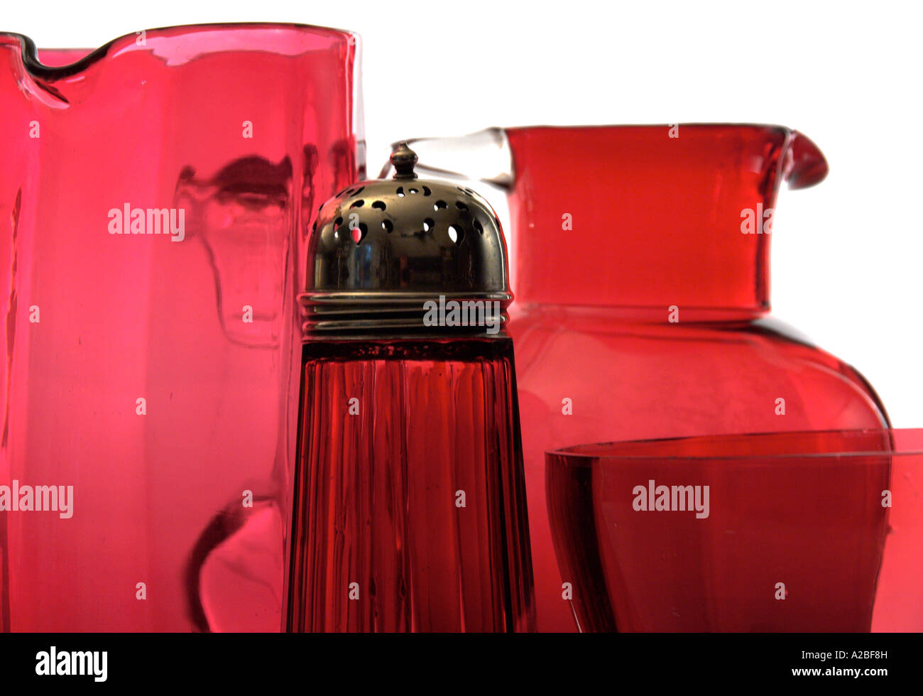 Vintage Victorian Cranberry Verrerie Banque D'Images