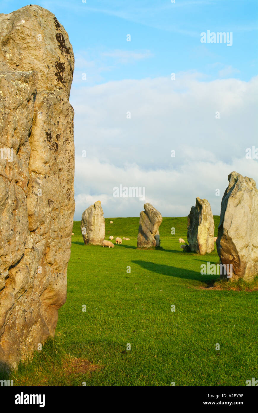 Grande pierre monolithes de monument d'Avebury dans le Wiltshire un site du patrimoine mondial Wessex Angleterre UK GB EU Europe Banque D'Images
