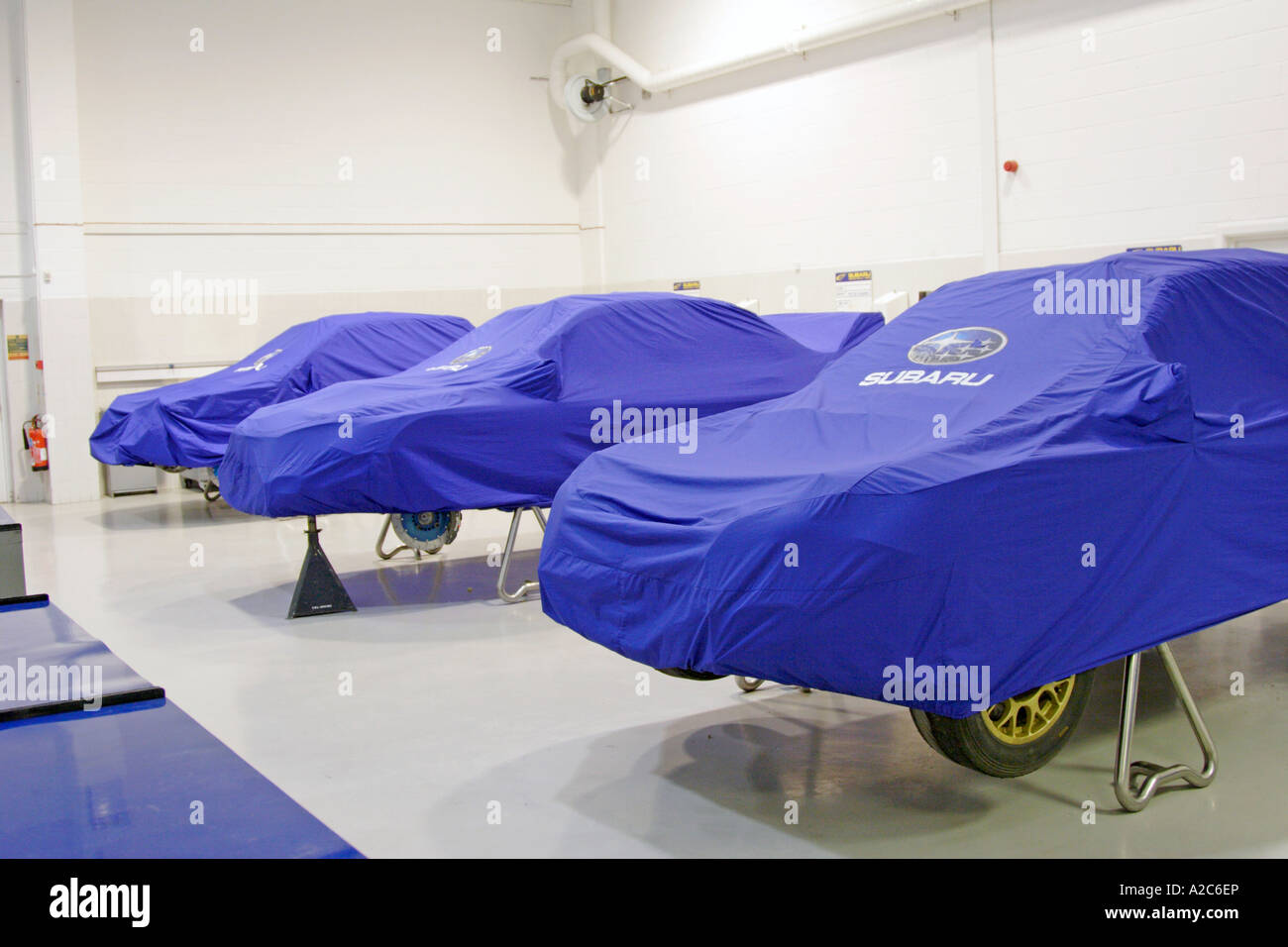 Subaru World Rally Team Workshop Banque D'Images