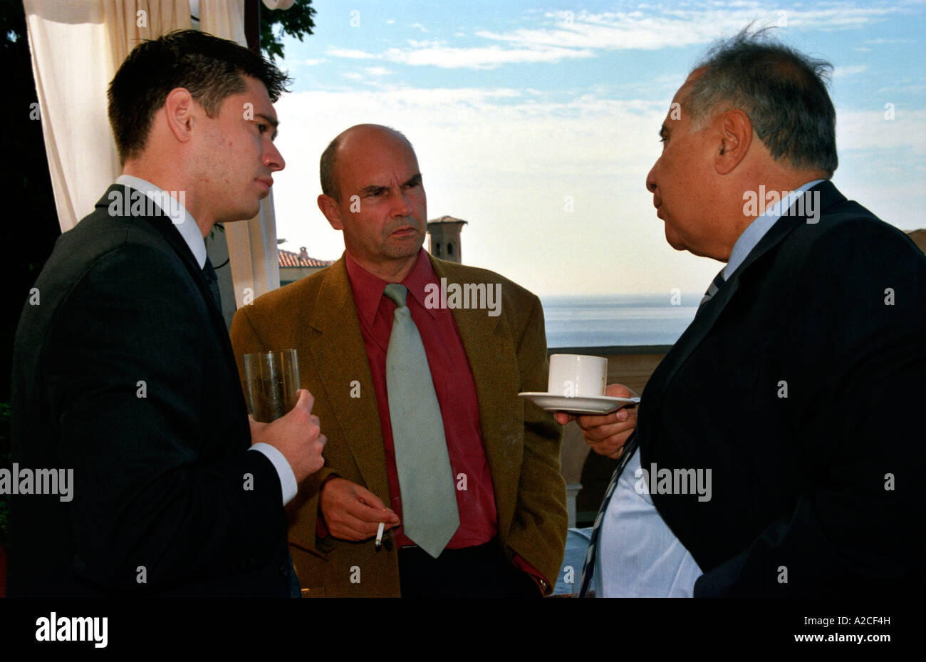 Pause café à l'FETRATAB conférence pour débattre de la politique agricole commune (PAC) les réformes en 2004. Banque D'Images