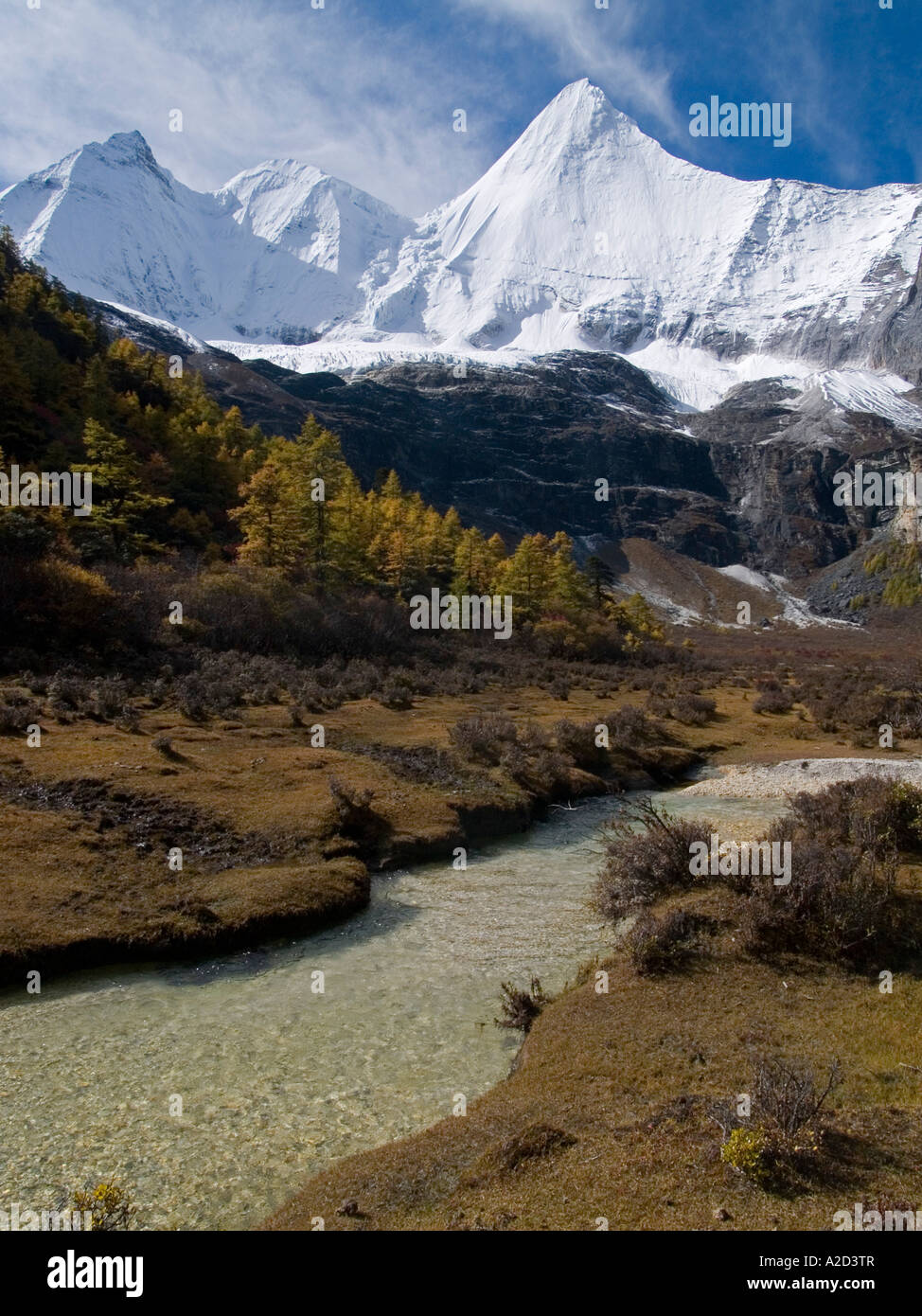 Paysage d'automne splendide Parc National de Chine Sichuan Yading Banque D'Images